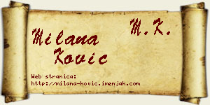 Milana Ković vizit kartica